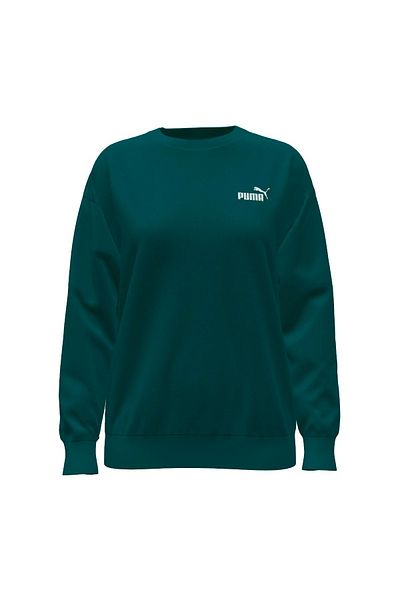 Puma Hanorac verde pentru femei Essential Relaxed Small Logo cu gât rotund