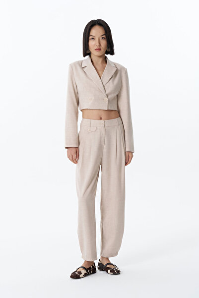 Quzu Pile Detaylı Jogger Pantolon Naturel