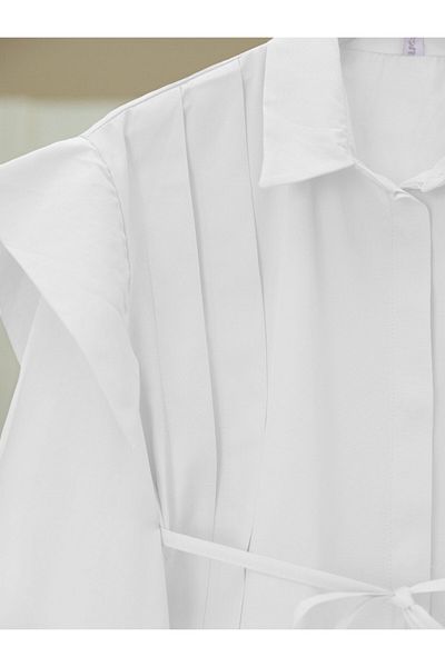 HİJABAYA Hidden Button Pleated Detailed Poplin Shirt