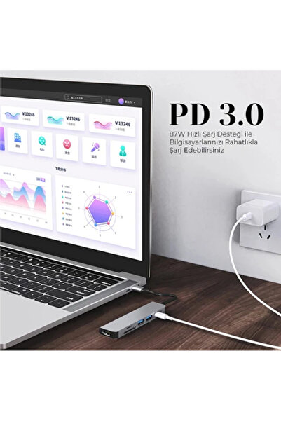 MEVOYA النوع C إلى HDTV 8 في 1 (HDTV+PD+2USB+TYPE C+SD+TF+RJ45)