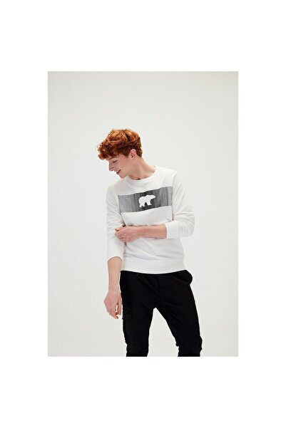 Bad Bear Fancy Erkek Beyaz Baskılı Sweatshirt