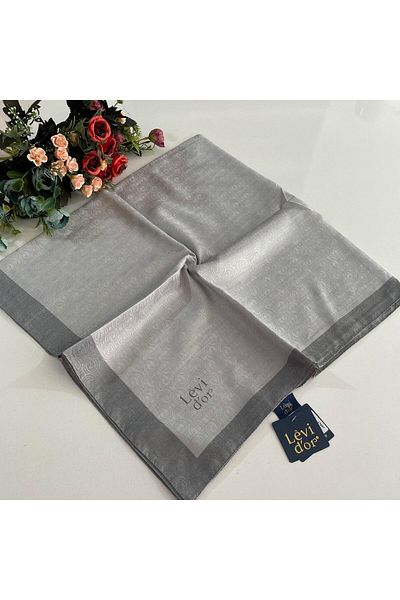 Levidor Ανοιχτό Γκρι Premium Μονόγραμμα Κασκόλ - GX0204
