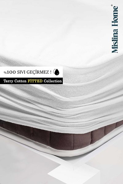 Mislina Home Terry Bumbac Lichid Impermeabil Montat Full Edge Protector de pat dublu pentru copii Saltele silențioase
