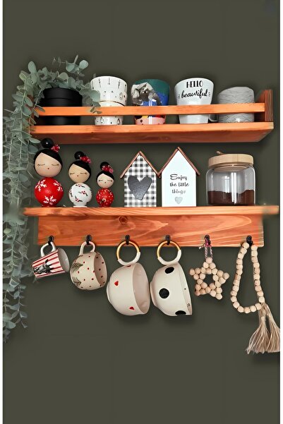 Wooden Factory Mutfak ,Kahve Köşesi 2 Li Raflı Set