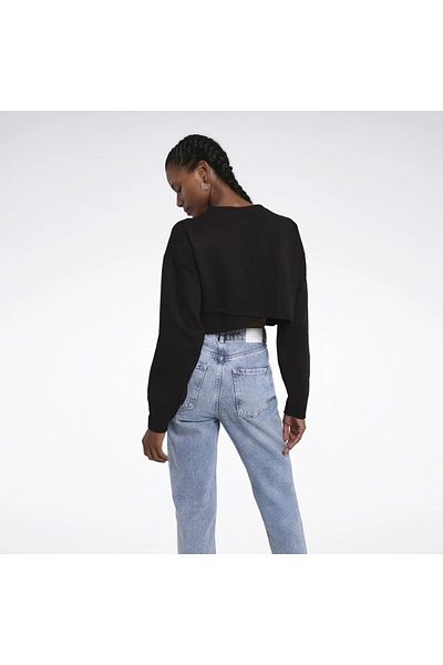 Reebok Activ Coll Dreamblend Mid Kadın Siyah Yuvarlak Yaka Sweatshirt