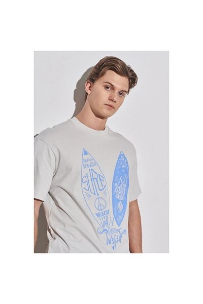 WRANGLER Loose Fit Men's Gray Crew Neck T-Shirt