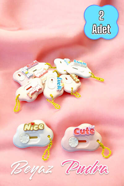 Şahane Pazar 2 Adet Stickerlı Bulut Mini Maket Ve Kargo Bıçağı Falçata Beyaz Pudra Shn-1200