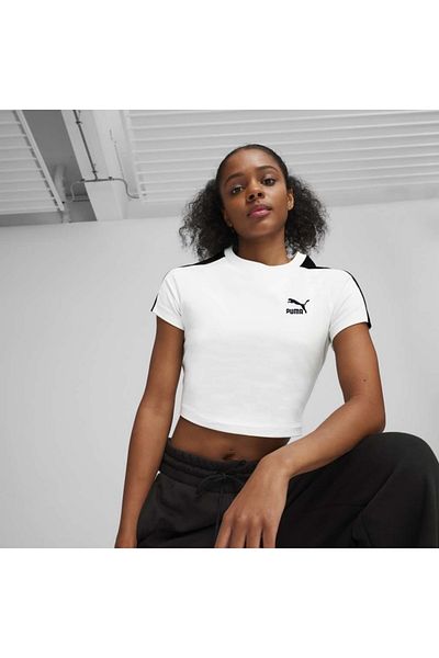 Puma Λευκό γυναικείο μπλουζάκι με στρογγυλή λαιμόκοψη T7
