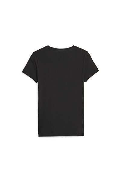 Puma EssentialsMetallicLogo - Women's Black Round Neck T-shirt
