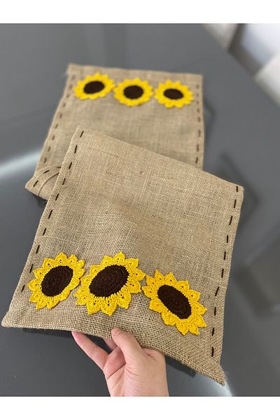 Parla Life Sunflower Pattern Jute Runner 40x120 (προσαρμοσμένο μέγεθος και χρώμα