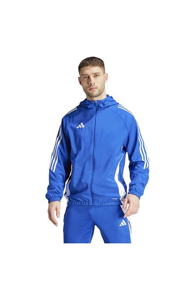 adidas Jachetă albastră cu glugă pentru bărbați Tiro 24