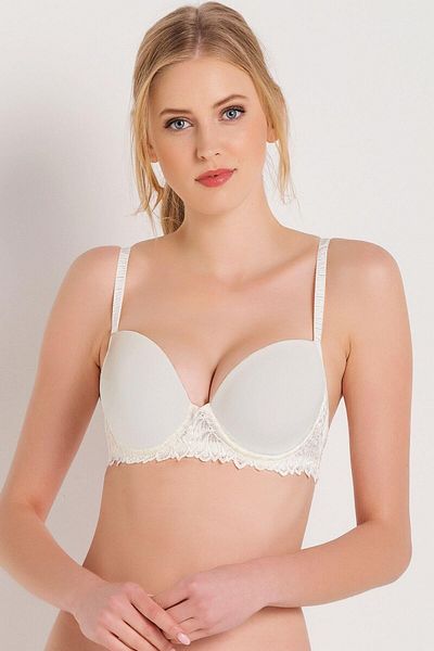 Magic Form 4352 Removable Supported Lace Thin Foam Bra - Ecru