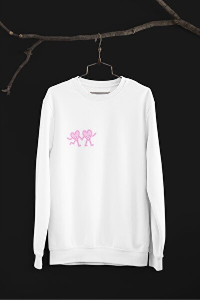 Butik المرأة / فتاة طويلة الأكمام 2 موضوع اليد في اليد قلوب نقل مطبوعة طاقم ا...