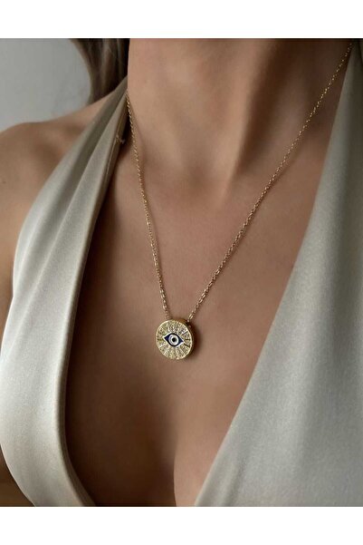 Bubbleatelier Çelik nazar göz gold kolye