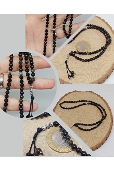 Yasamtohumu سبحة صلاة من حجر سبج ذهبي وأسود مقاس 99 4 مم (24290)