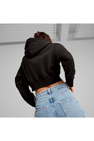 Puma Team Cropped Kadın Siyah Kapüşonlu Sweatshirt