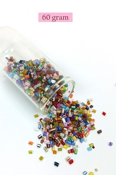 STUMBANNG Cut Glass Beads 2mm - 60 Grams - Mixed Color - Bnc357
