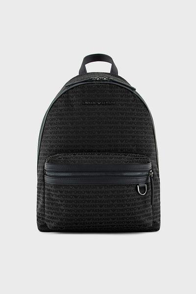 Emporio Armani Backpack with Adjustable Strap - Logo Covered Jacquard Men's Back Em 001209   Af13