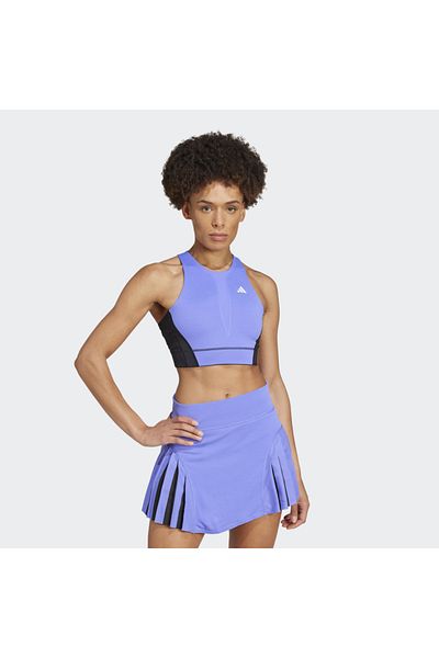 adidas Crop Top Pro Γυναικείο Μπλε Στρογγυλό Μπλουζάκι