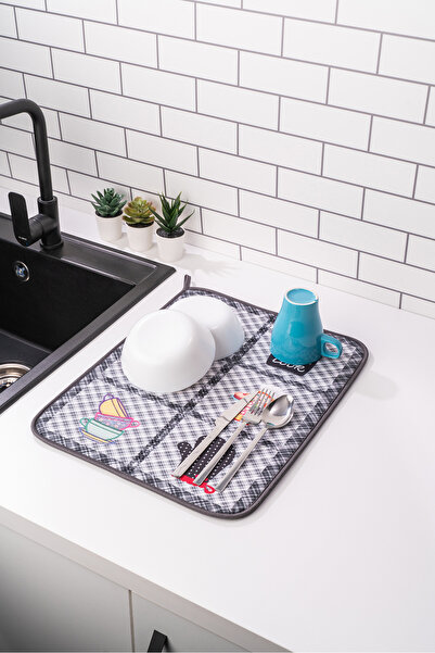 HOMELKA Printex Bulaşık Kurutma Matı Süper Emici Bulaşık Kurutma Örtüsü Kitch...
