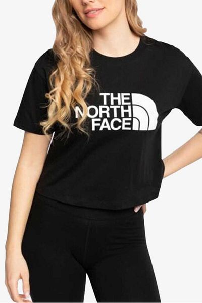 THE NORTH FACE تي شيرت نسائي أسود مقصوص سهل - W Ss Nf0a4t1rjk31