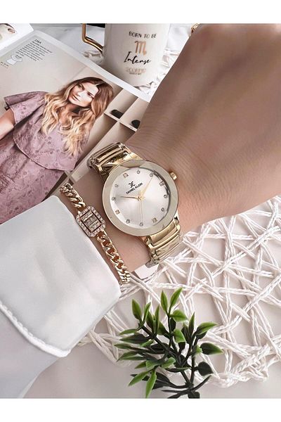 Daniel Klein Steel Band 30 Mt Water Resistant Gold Color Women's Wristwatch Bracelet