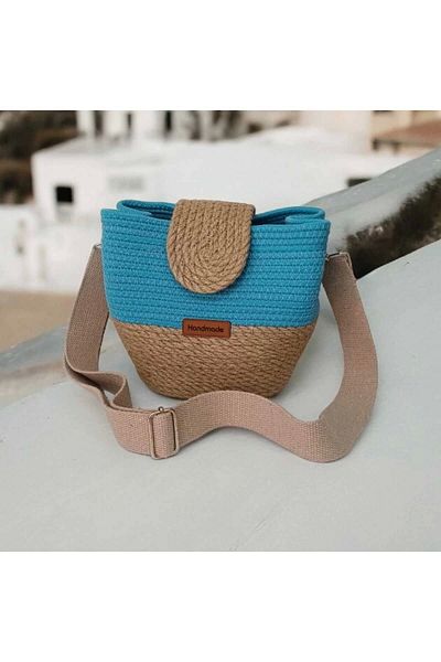 Hediyeninellitonu Geantă de umăr pentru femei 100% bumbac - Snur adevărat și design din funie de iută