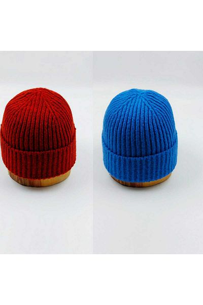 SOFT AKSESUAR Unisex Knitted Double Solid Beanie Set