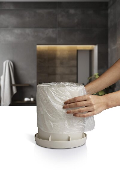 Okyanus Home Nida Beige Wooden Patterned Eco Trash Can