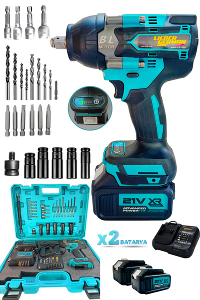 Lieber German Teknoloji 1100nm Kömürsüz Motor 10 Pilli 21 Volt 3Ah 30 Parça S...