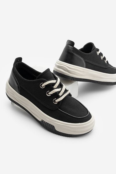 Marjin Damen-Sneaker aus schwarzem Leinen – Rotvi-Sportschuhe zum Schnüren