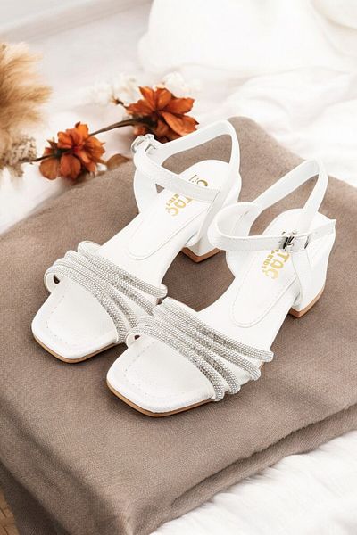 FOLLOWIN Girls' Evening Dress Shoes with Four Rows of Stones, Girls' High Heels, Girls' Shoes