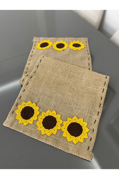 Parla Life Sunflower Pattern Jute Runner 40x120 (προσαρμοσμένο μέγεθος και χρώμα