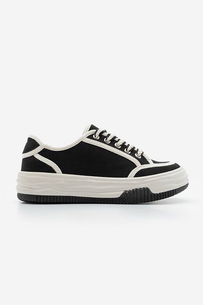Marjin Damen-Sneaker aus schwarzem Leinen – Schnür- und Dofkin-Sportschuhe