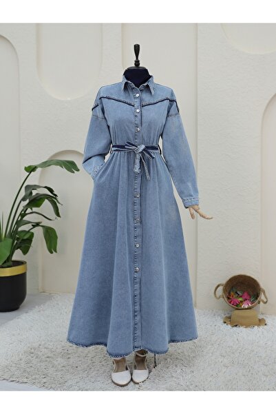 HİJABAYA Τζιν φόρεμα με κορδόνια μέχρι τον ώμο