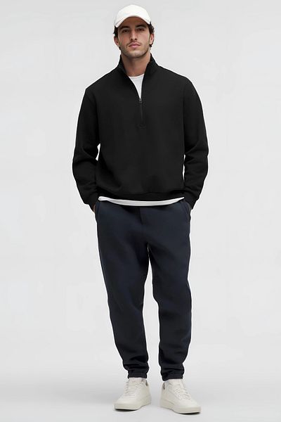 BayBayan Men's Stand Collar Half Zipper Oversize Sweater