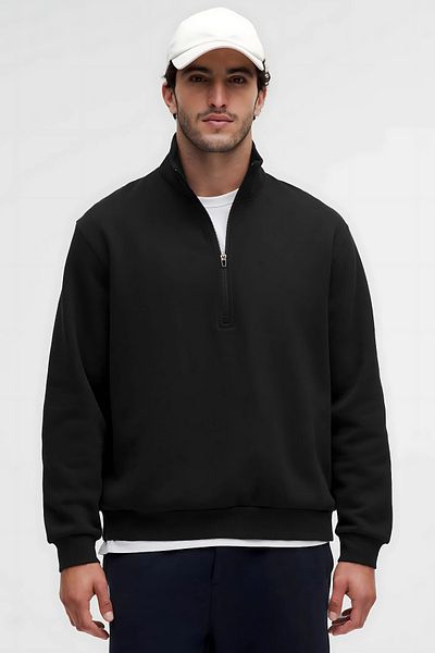BayBayan Men's Stand Collar Half Zipper Oversize Sweater