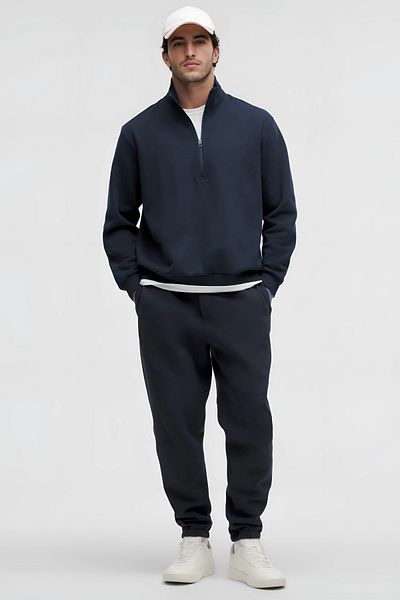BayBayan Men's Stand Collar Half Zipper Oversize Sweater