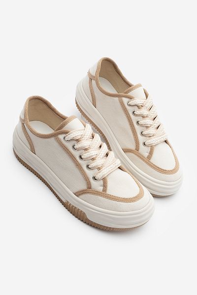 Marjin Damen-Sneaker aus Leinen – Schnür- und Dofkin-Camel-Sneaker