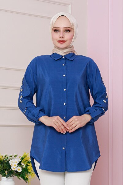 Sevitli Μπλε τουνίκ - Λεπτομέρεια με μανίκια