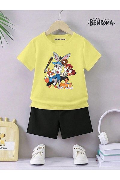 BENROMA Unisex Kids Shorts Set - Character Printed