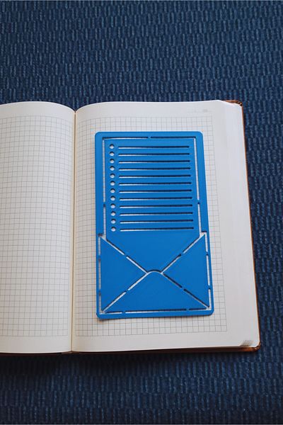 Karmelom Studio Bullet Journal Note and Letter Envelope Themed Template Ruler