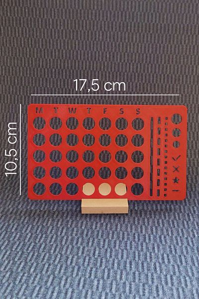 Karmelom Studio Minimal Weekly Drawing Template Ruler - Habit and Goal Calendar - Red (17.5 cm X 10.5 cm)