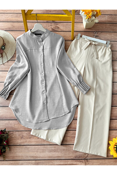 HİJABAYA Сорочка з овальним вирізом та драпірованими манжетами