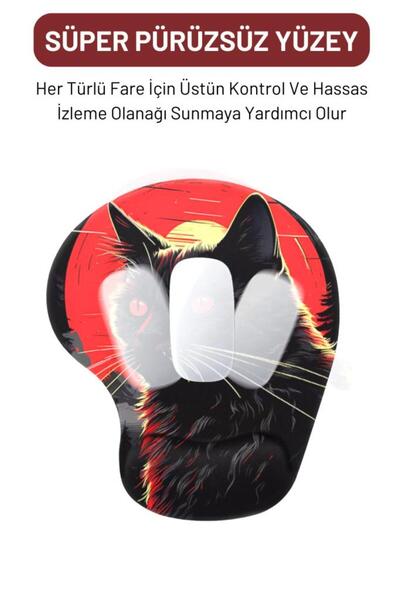 Lord Mountain Dark Cat Mouse Pad with Wrist Support,Printed Mouse Pad,Ergonomic Comfortable Comfort Mouse Pad