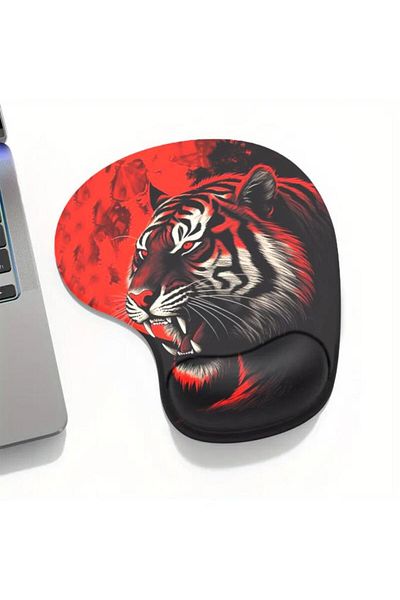 Lord Mountain Red Flame Tiger Wrist Supported Mouse Pad