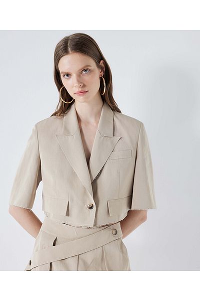 İpekyol Crop-Jacke aus Leinenmischung