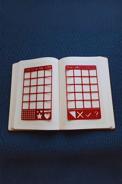 Karmelom Studio Bullet Journal Calendar Set of 2 Stencil Rulers - Weekly & Monthly Planning Ruler