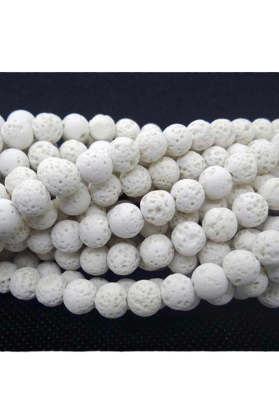 SESİKA HOBİ Γνήσια φυσική πέτρα Μια ποιοτική λευκή πέτρα λάβας 8 mm 1 σειρά Μ...