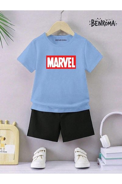 BENROMA Set pantaloni scurți unisex pentru copii - imprimat cu caractere